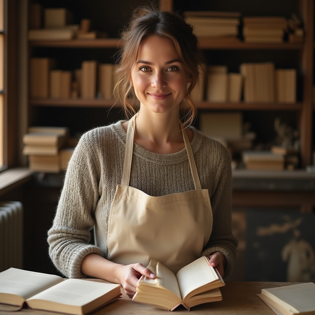 Portrait der Werkstattleiterin an ihrem Arbeitsplatz